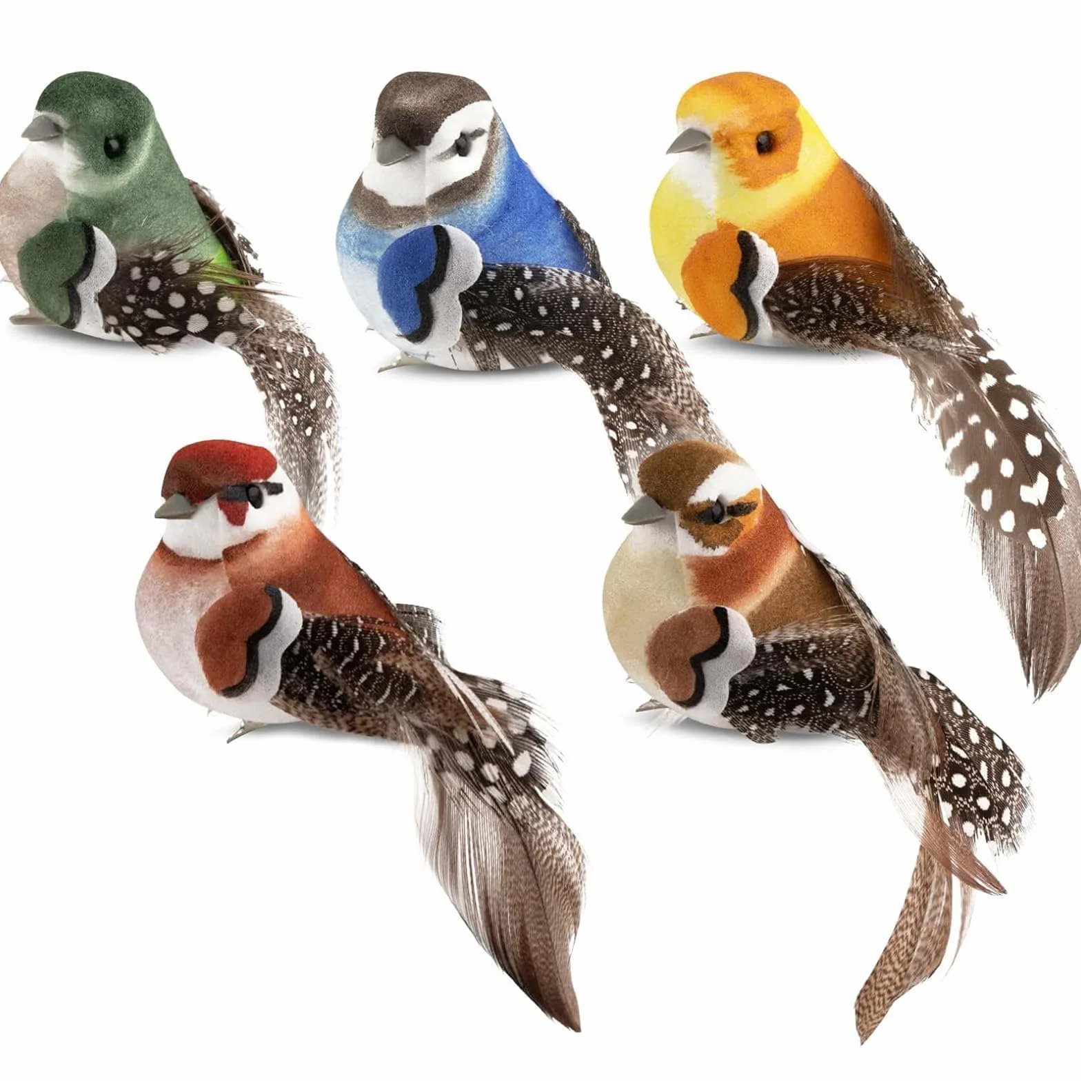 5 Piezas Pajaros Decorativos Pájaros de Imitación con Plumas Pájaro Decorativo Colorido Pájaro Decorativo con Pinza para Manualidades DIY Decoración Jardín de Casa Adorno de Fiesta de Boda