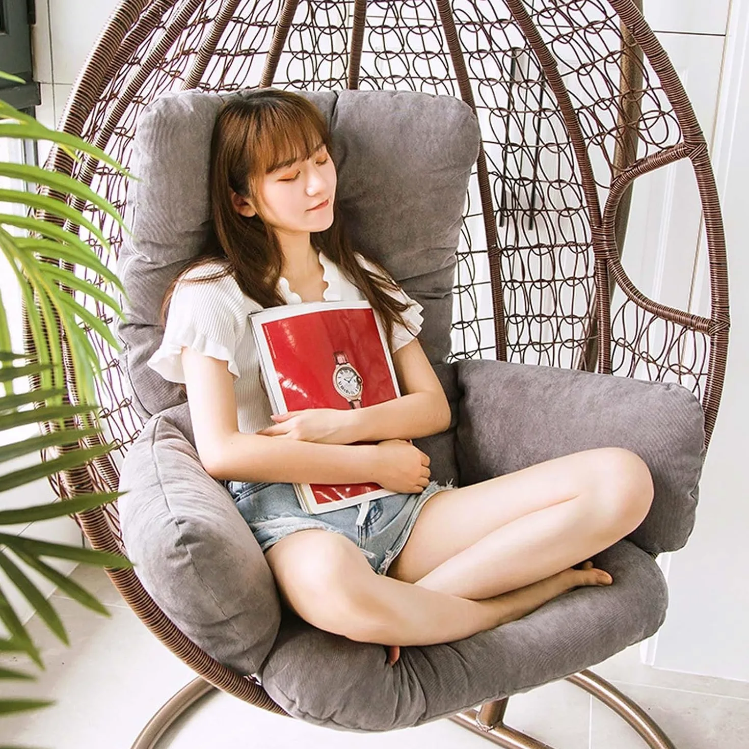 Cojín para Sillón Colgante Columpio Asiento Lavable (Marrón)