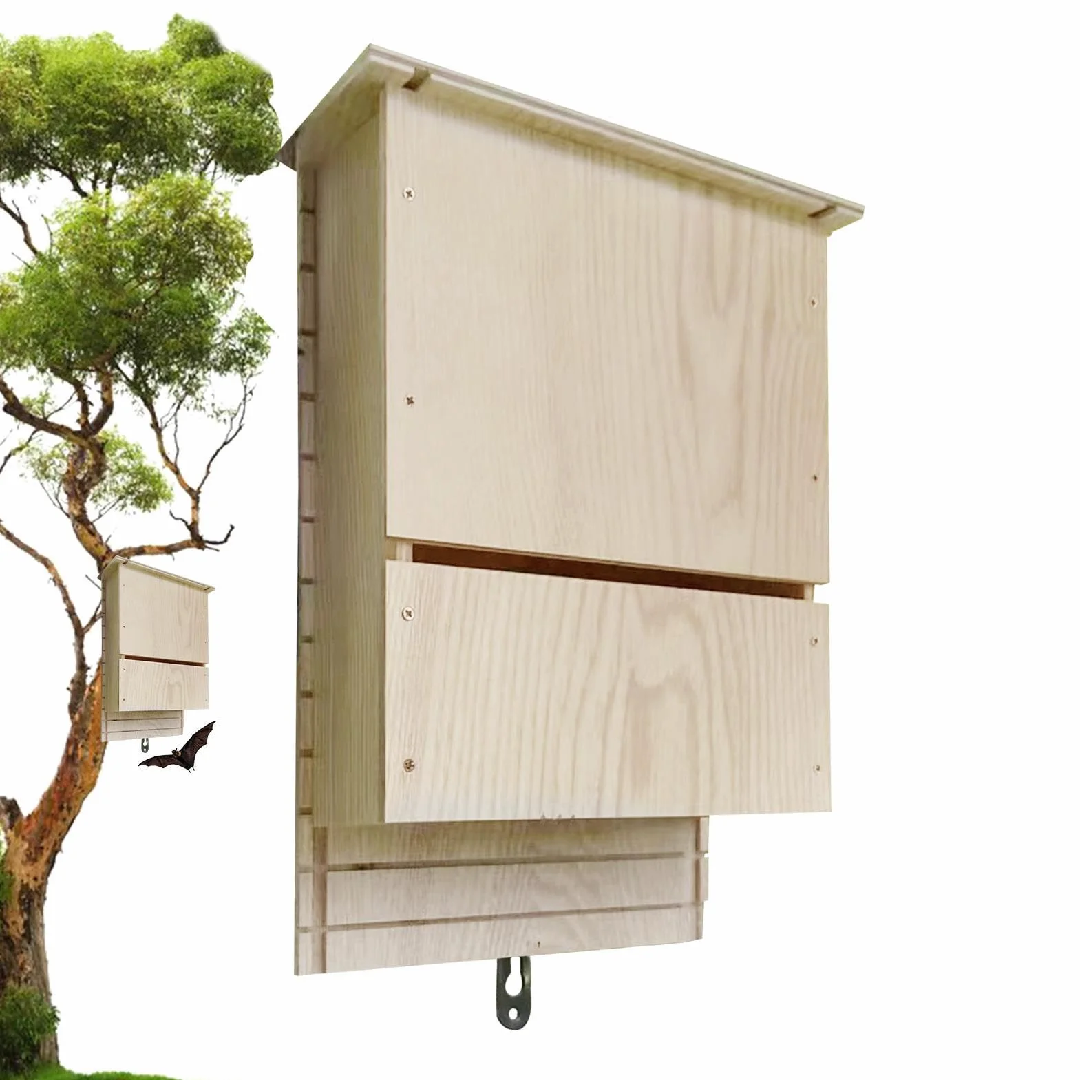 murciélagos al Aire Libre - Refugio Madera para Colonia murciélagos, murciélago Madera Reutilizable para hibernación, casa Caja murciélago decoración Madera