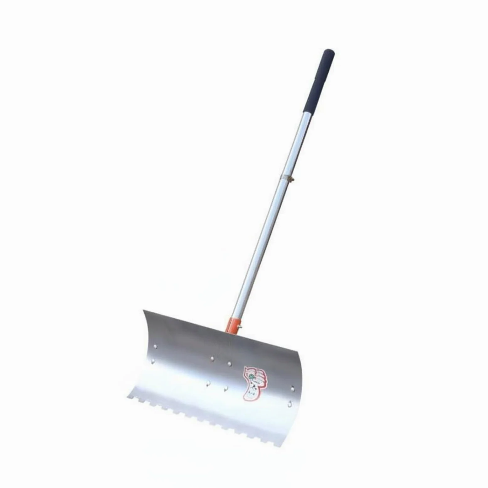 Pala Nieve Pala Empujador Herramienta Construcción de Acero Inoxidable Resistente y Dentada Mango Ajustable y Ruedas, Pala De Nieve con Borde Dentado, 60 Cm, Mango Único
