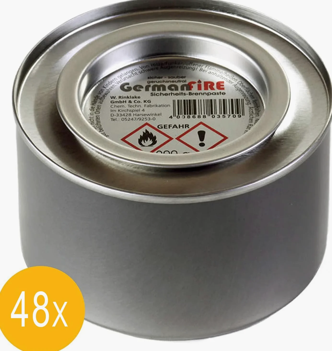 GermanFire - Pasta de seguridad para quemar (etanol no tóxico, lata de 200 g, tiempo de combustión de 2,5 horas por lata, gel de combustión para calentadores de platos y calentadores de alimentos