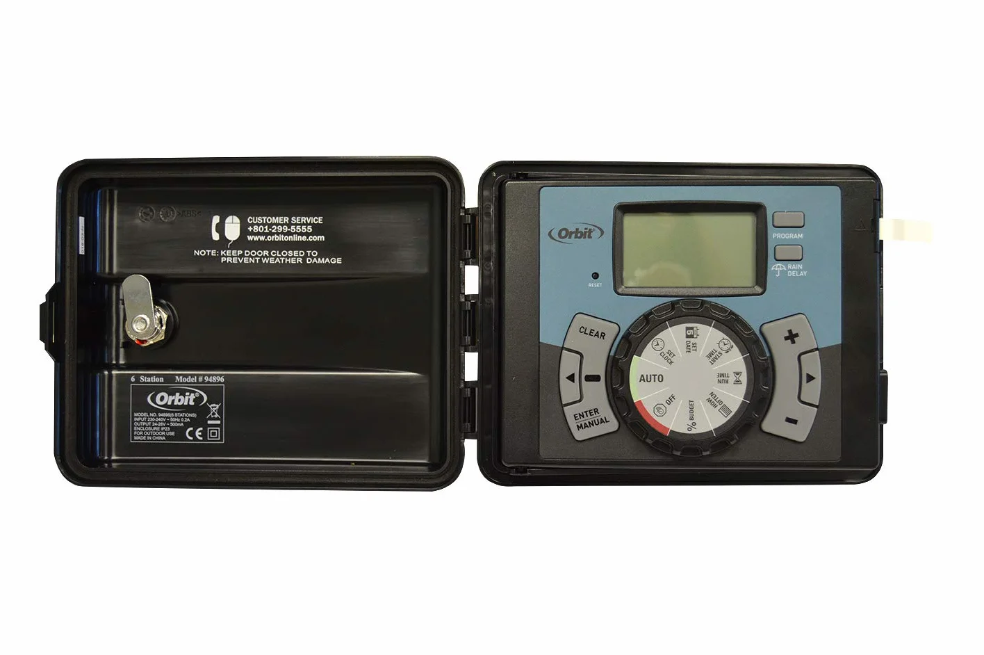S&M Orbit 94892 – Programador de riego automático Easy-Set Logic con tapa-12 Zonas de riego