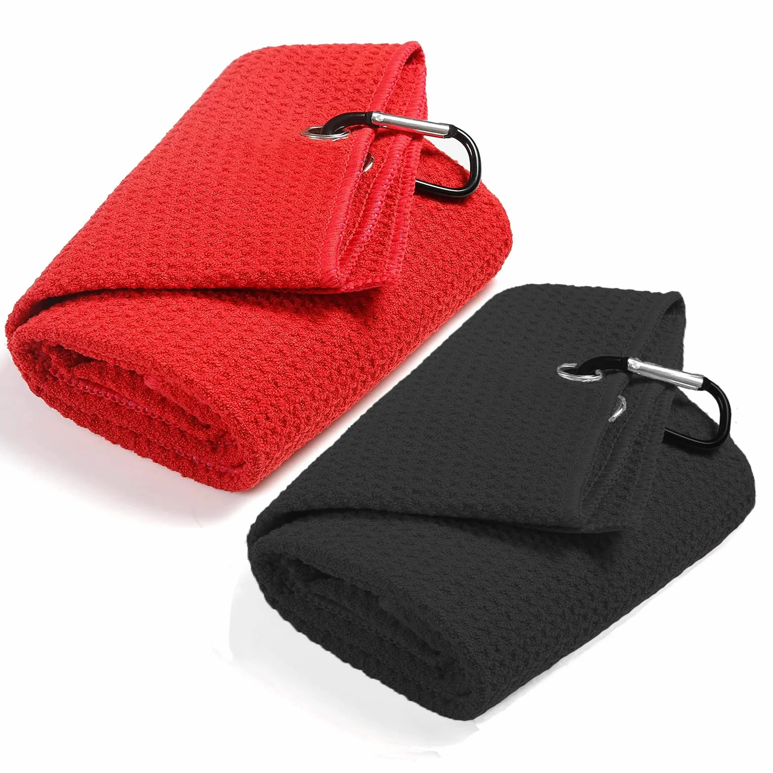 Toallas de Golf de Microfibra con patrón de gofre, Juego de 2, Negro + Rojo