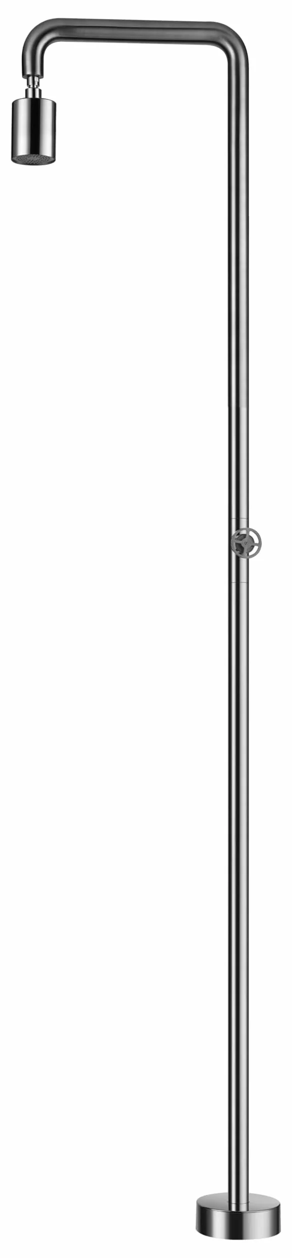 IMEX Barra de Ducha para Exterior - GPP001/AC Serie POOL, Fabricada en Acero S.316, Resistente a la Corrosión, Difusor Ø80 mm Antical, Grifería Monofluido, Giratoria 360°, Ideal para Jardín o P