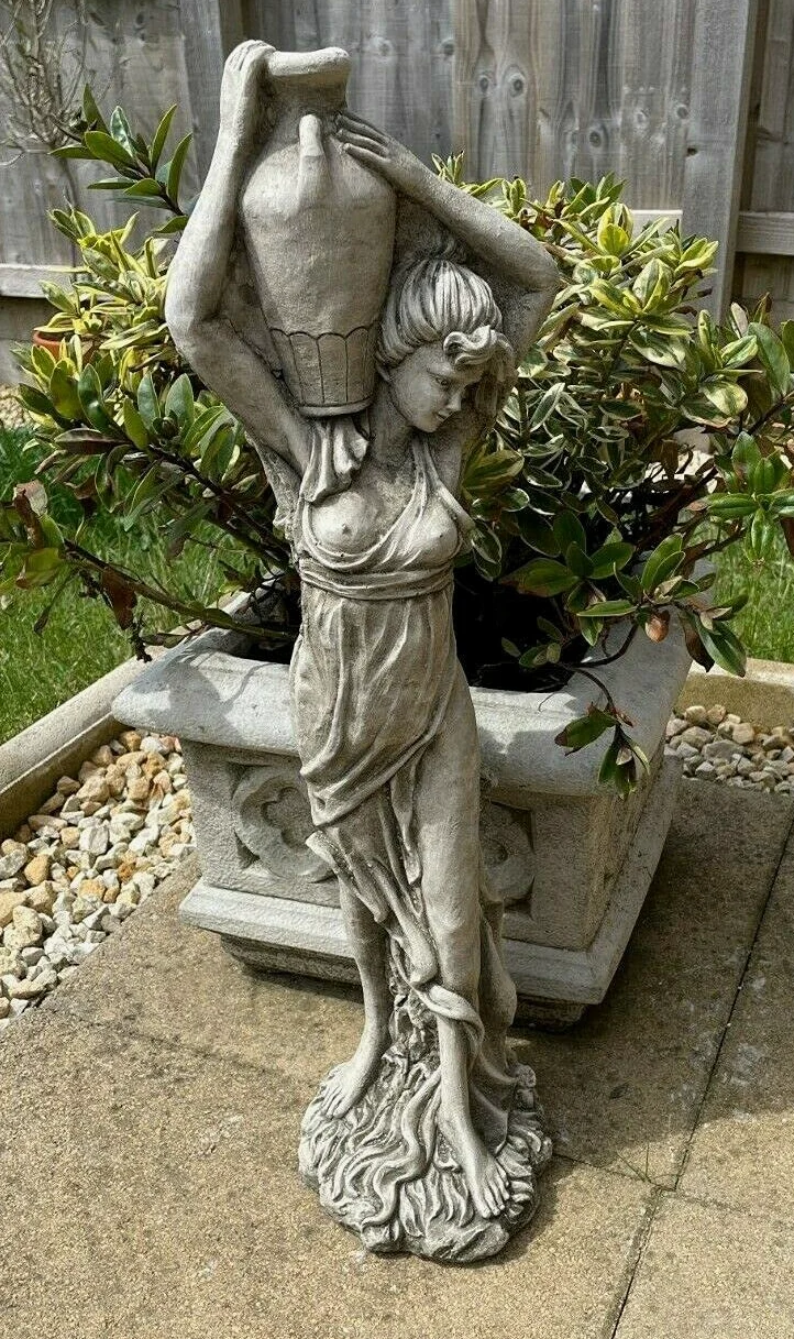 Estatua de jardín de piedra con jarra de vino, escultura clásica para exteriores