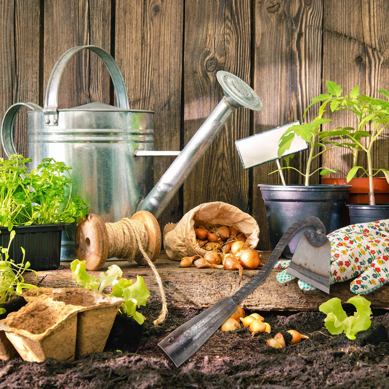 iplusmile 2 Azadas Agrícolas de Acero Manganeso para Jardinería y Deshierbe al Aire Libre, Prácticas y Fáciles de Usar, Ideales para Cultivo y Excavación