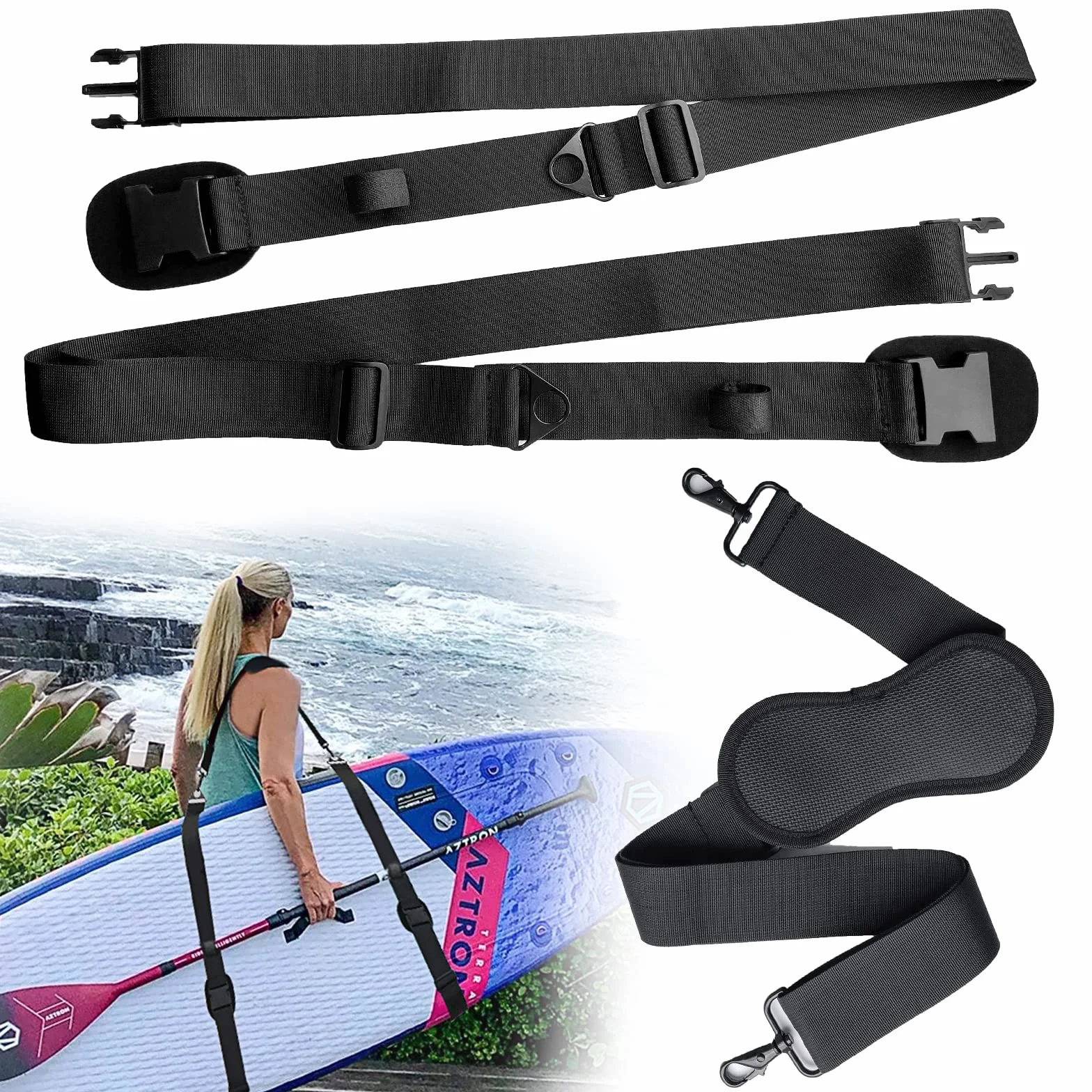 JEEZAO Correa Transporte Tabla Surf Ajustable Hombro SUP Kayak Canoa Paddle