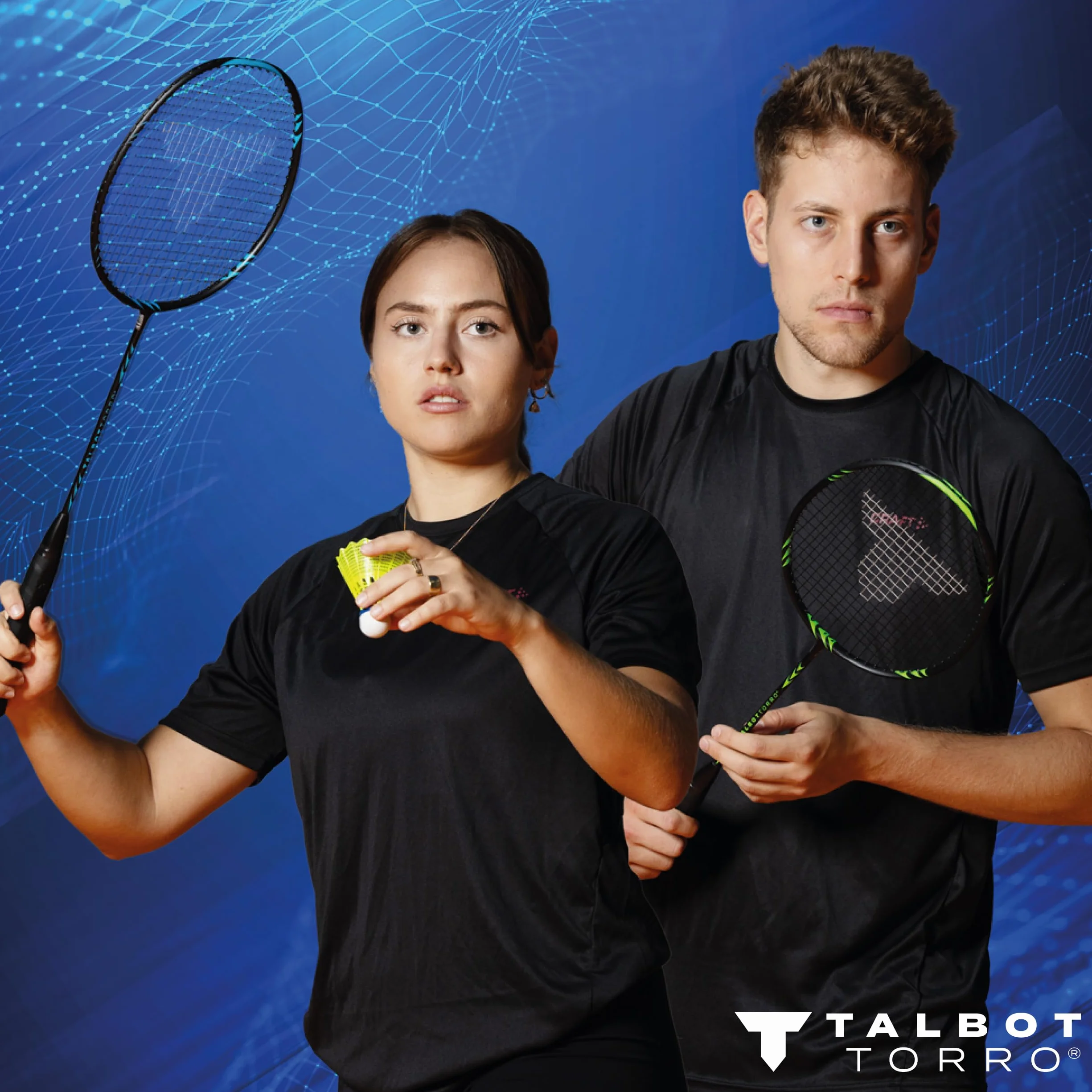 Set de Bádminton Profesional Talbot-Torro | Raquetas de Grafito Ultraligeras, Volantes de Nylon y Estuche de Transporte Acolchado