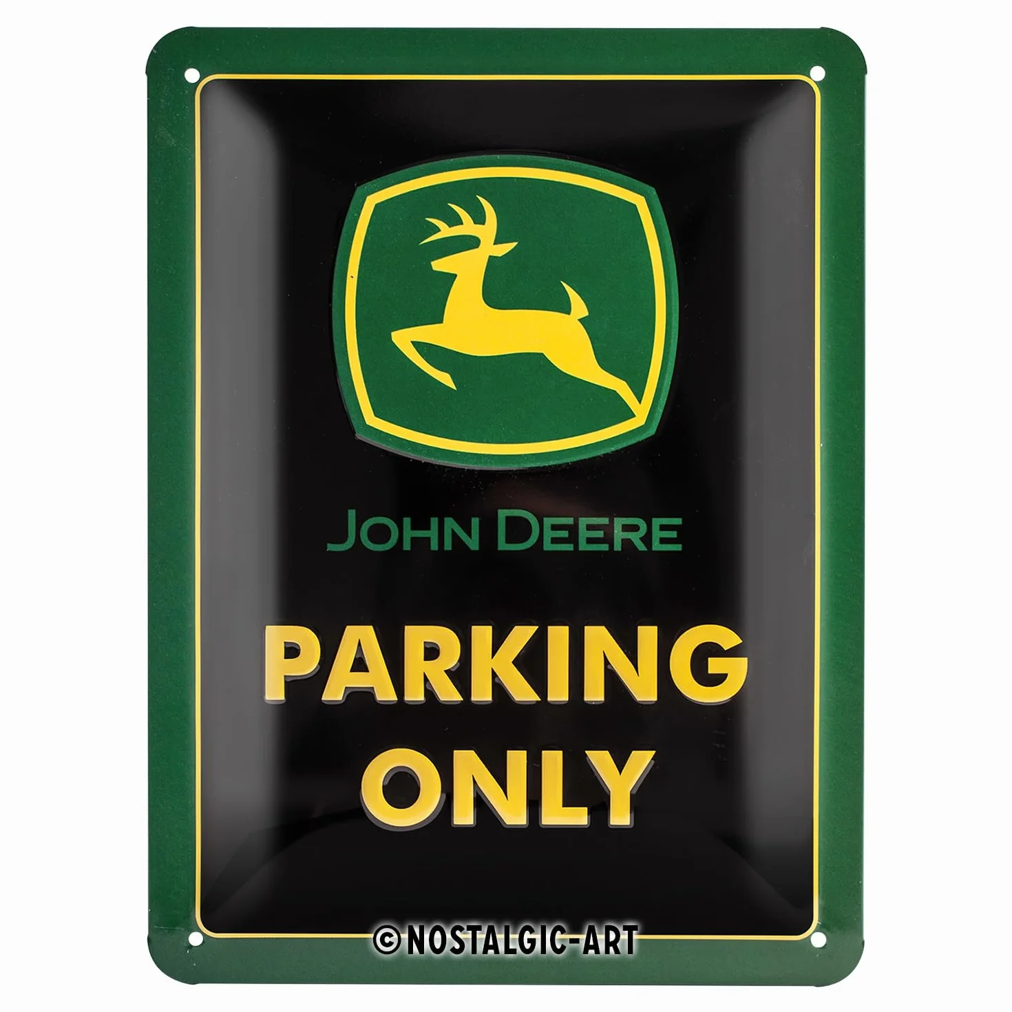 Nostalgic-Art Cartel de Chapa Retro John Deere – Parking Only – Idea de Regalo para los Fans de los Tractores, metálico, Diseño Vintage, 15 x 20 cm