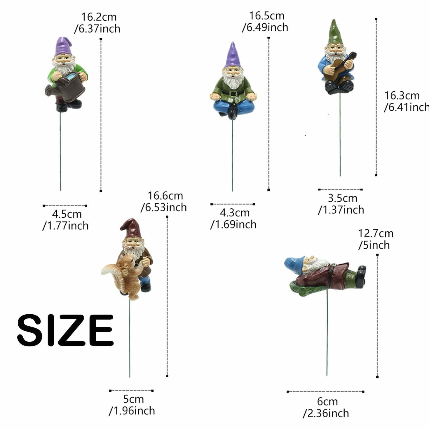 5 Stück Gnomos De Maceta De Plantas, Decoracion Jardin Exterior, Estatua De Gnomo En Miniatura De Bonsái, Enano Pequeño Gnomos De Jardín En Miniatura, para Patio, Oficina, Jardín, Escritorio
