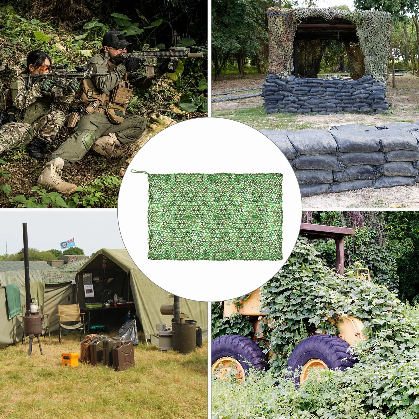 QWORK Red de Camuflaje 4m x 6m, Red Camuflaje Sombra Exterior, para Caza al Aire Libre