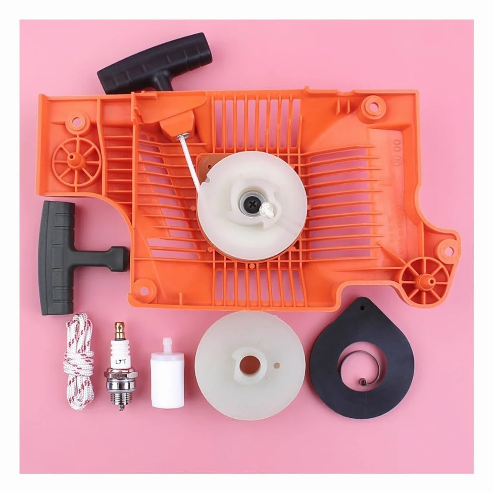 Kit de polea de Arranque de Retroceso, Cuerda, Mango, Resorte, Filtro, bujía, Apto Adecuado para Motosierra 50, 51 y 55. Piezas de Repuesto.