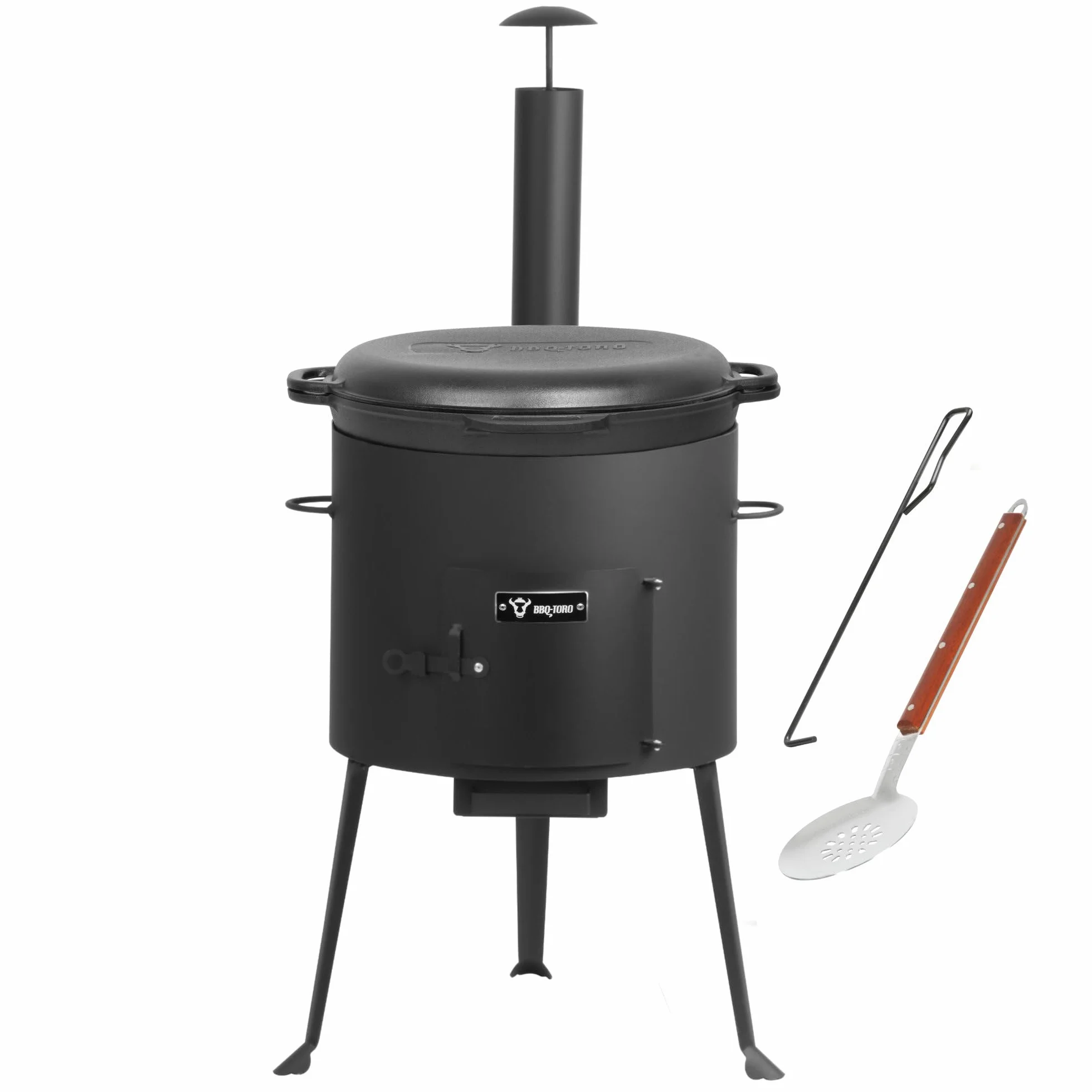 BBQ-Toro Kazan de hierro fundido con horno Kazan, Ø 39,5 cm, cacerola de hierro fundido de 19 l, tapa, caldera para gulash y estofado, cocina exterior, utschak