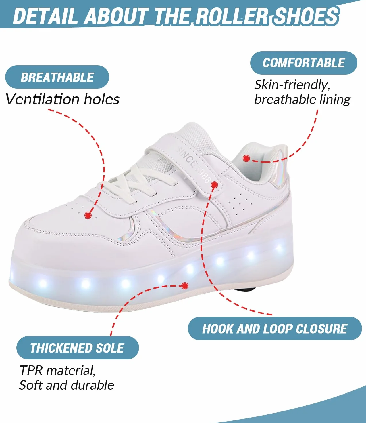 Fansu Zapatos con Ruedas y LED Luces para Niños y Niñas, Zapatillas con 4 Ruedas Retráctiles USB