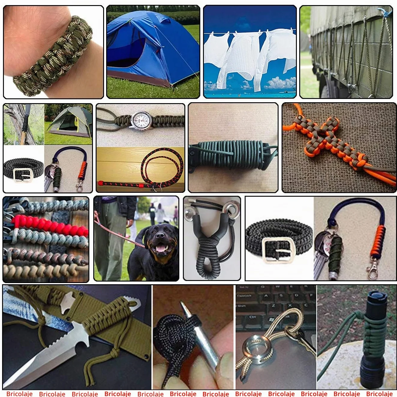 Paracord Cuerda de Nailon 4 Piezas 19ft 6 Metros 4mm 7 Hilos Total 76ft