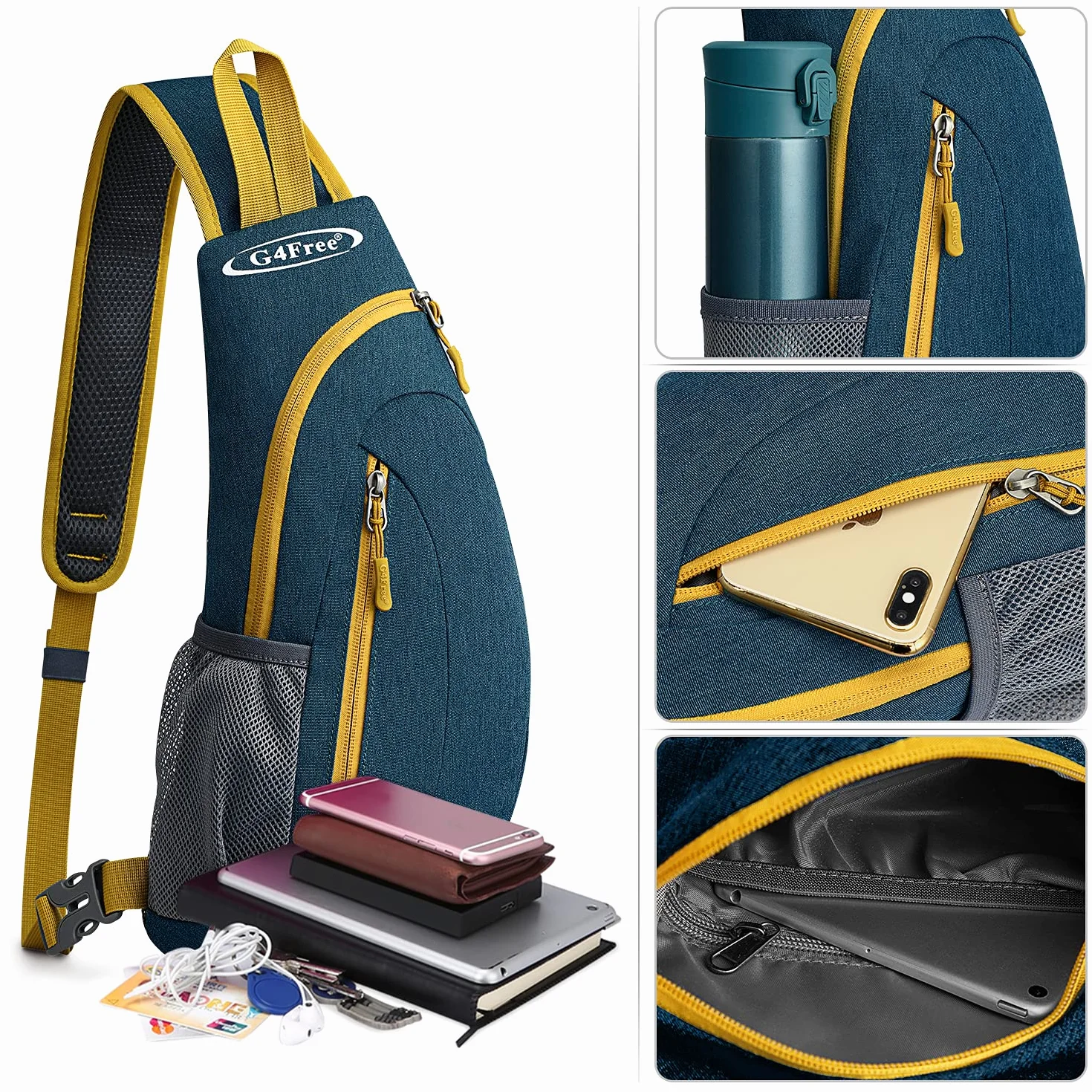 G4Free Sling Bag Mochila Triangular para Senderismo, Ciclismo, Viajes