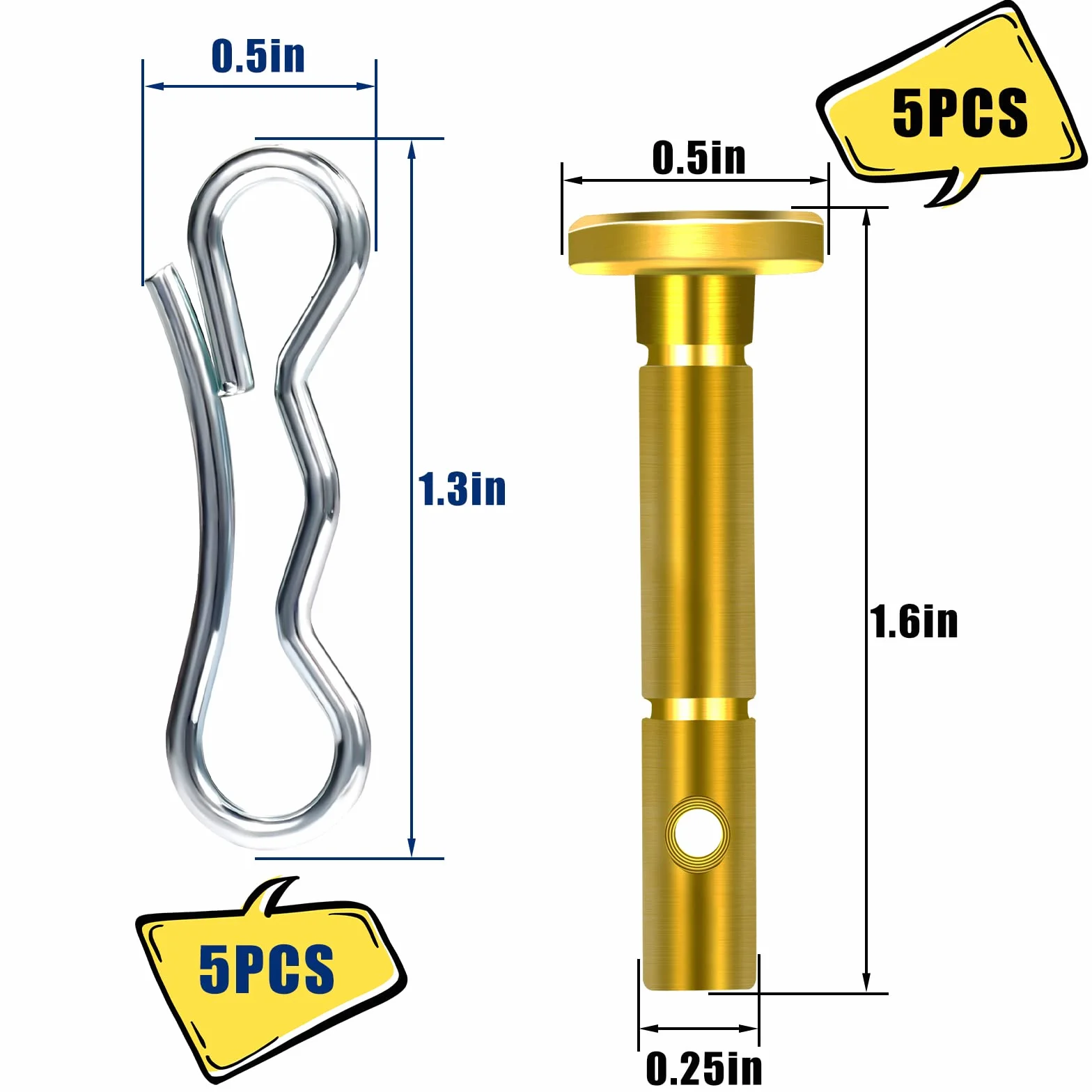 SAVITA 5 Piezas 1,3x0,6x4,1cm Pasador de Seguridad y 5 Piezas Pasadores de Chaveta Repuesto para Cub Cadet 738-04124A 714-04040 Sopladoras de Nieve MTD Craftsman Cub Cadet