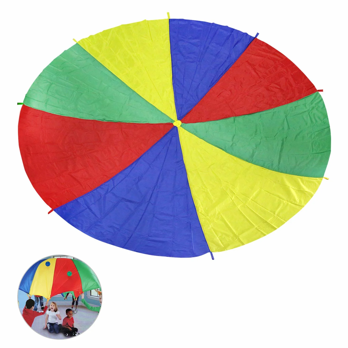Ballery Paracaídas de Color Arcoiris 6FT 8 Asas Juego para Niños Actividades Deportivas Fiestas