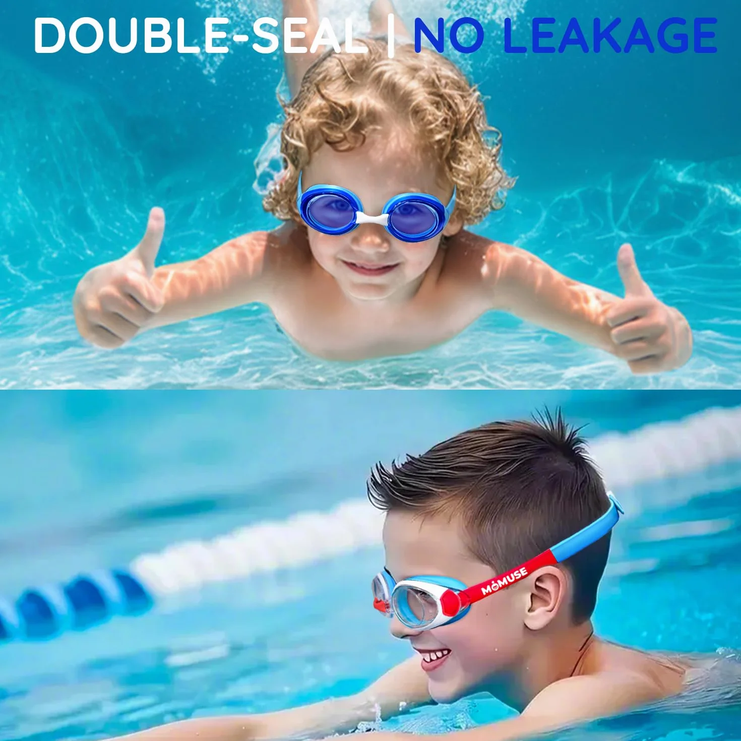 MOMUSE Gafas de natación para niños paquete 2 unidades antivaho a prueba de fugas