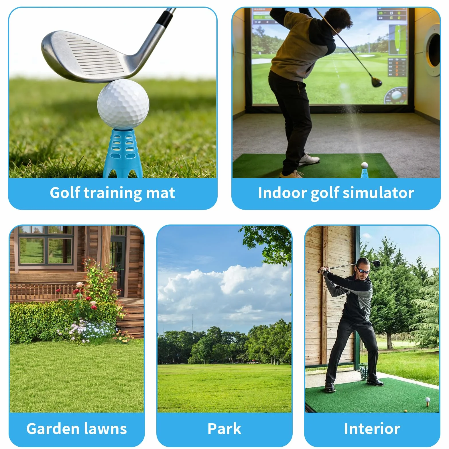 36 Piezas Tees de Golf Reutilizables de Plástico para Simulador, Alfombrilla de Interior