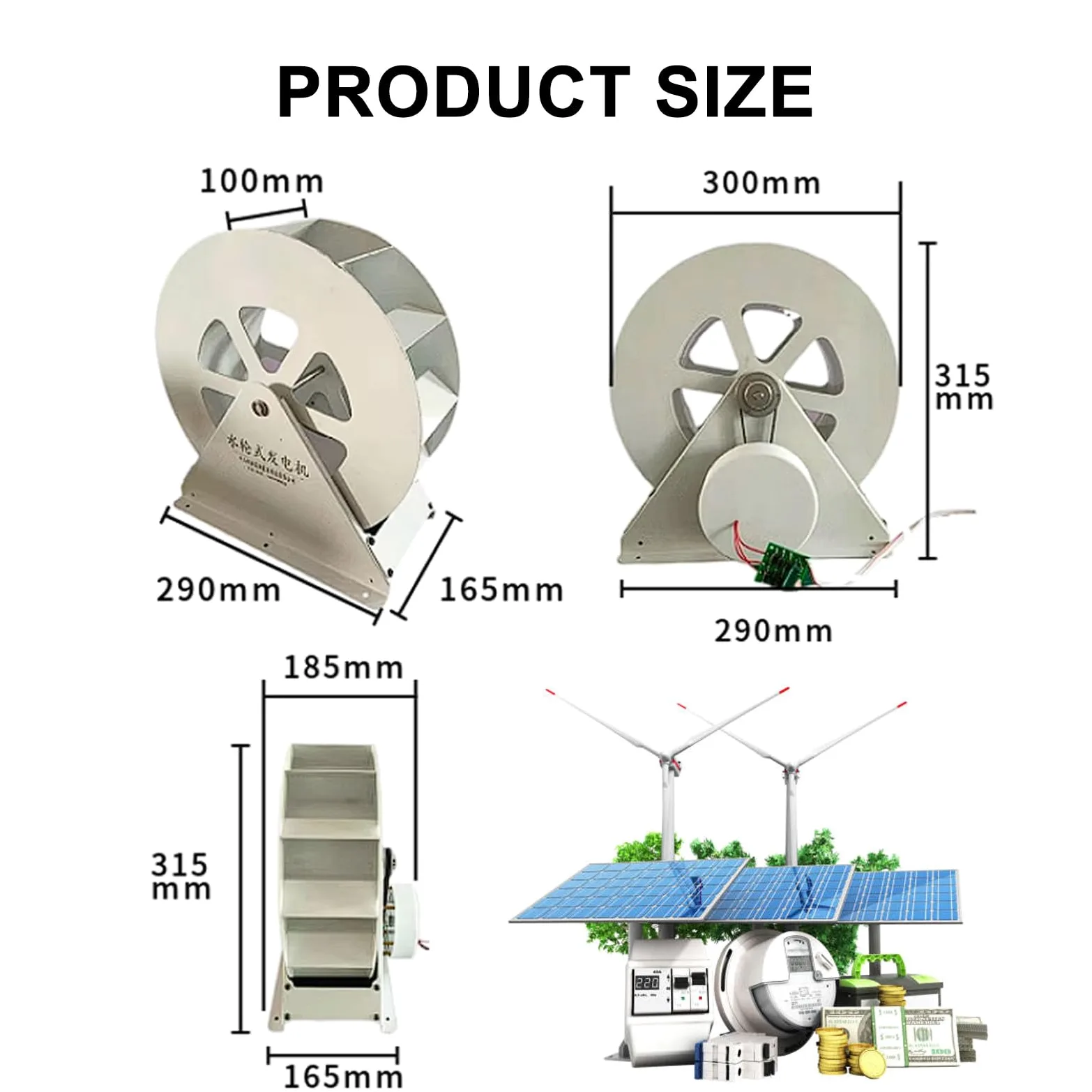 Microgenerador HidroeléCtrico De 50 W/100 W, PequeñO Equipo HidroeléCtrico PortáTil, Generador De Rueda HidráUlica De Turbina De Agua De Acero,50W