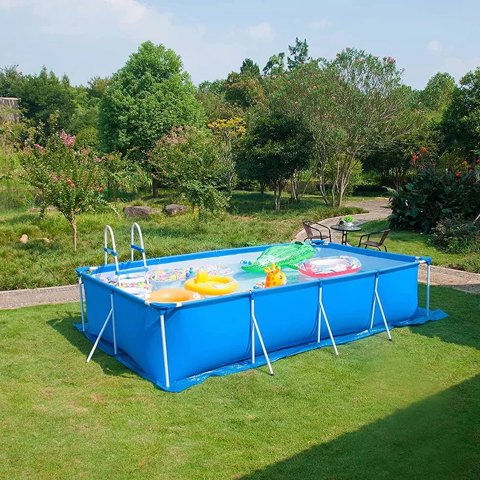 Alfombrilla Rectangular para Piscina Azul, Paño de Piso Plegable para Piscina Protector de Suelo Piscina Adecuado para Piscinas, Hinchables y Piscinas para Niños 295 x 206cm