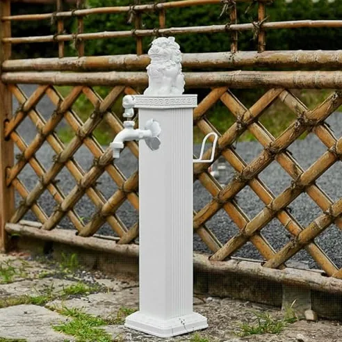 Grifo de Exterior Resistente, Fuente Vertical de Acero Inoxidable 304 y aleación de Aluminio con Carrete de Manguera retráctil, Lavabo de jardín Duradero y Resistente a la corrosión para Patio, Jard