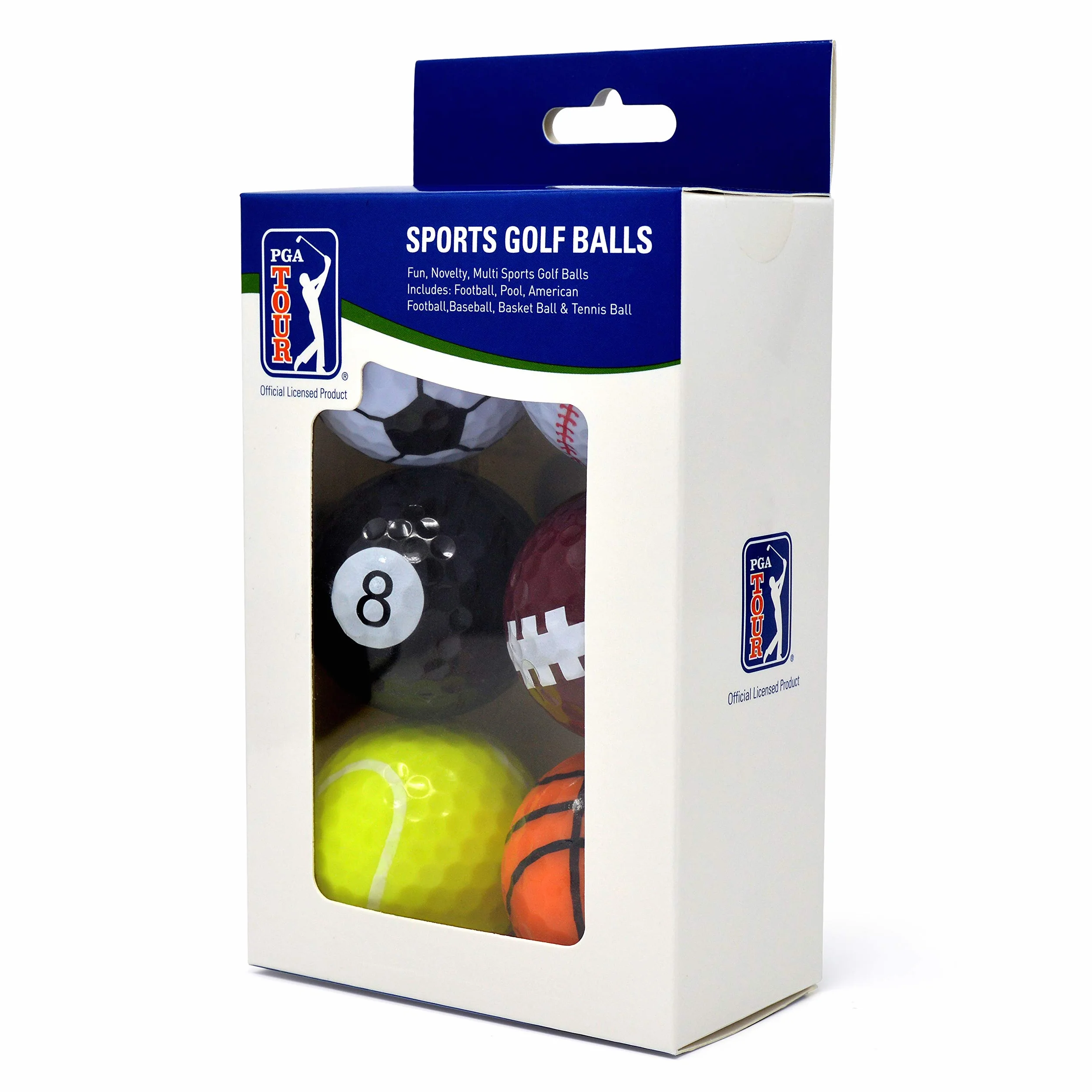 PGA Tour Fun Sport Golf Balls Set of 6 Multicolor