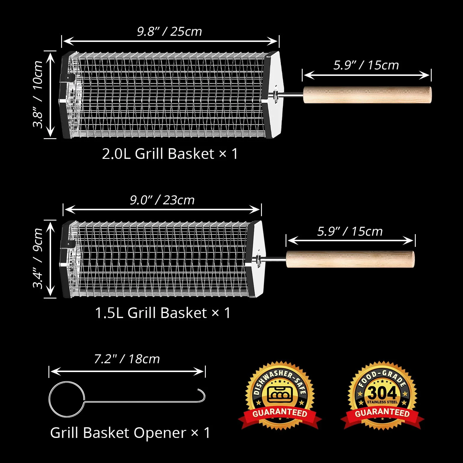 ivtivfu Cesta de Parrilla Rodadiza, Mango Extraíble, Acero Inoxidable 304, Anidadas Accesorios Barbacoa carbon para Verduras, Utensilios bbq para Exterior Camping, Regalos Originales Hombre cumpleaños