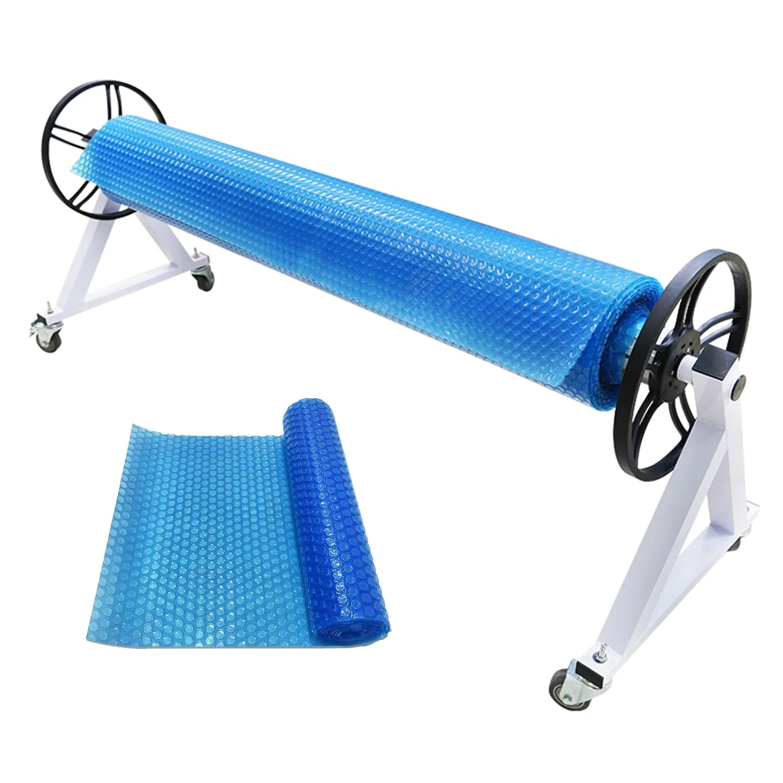 Sistema de Carrete de Piscina para Cubiertas de Piscina Rodillo de Cubierta de Piscina Telescópico de Aluminio con Ruedas Sistema de Carrete de Manta Solar para Piscinas Enterradas