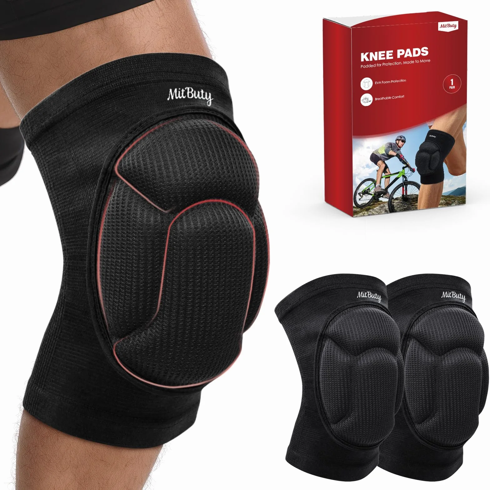 Rodilleras Protectoras de Trabajo y Deporte – 1 Par Almohadillas de Espuma Gruesa para Voleibol, Danza, Gym