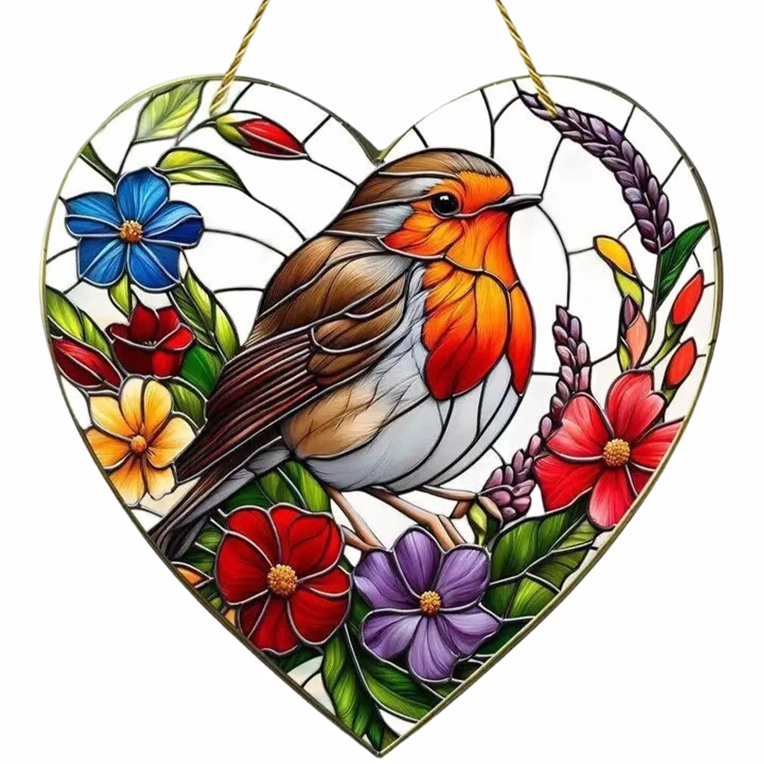 Atrapasoles para Ventana Petirrojos, Acrílico Suncatchers de Colores Colgante, Adorno de Jardín de Petirrojos para Ventanas, Patios, Paredes, Hogar y Jardín
