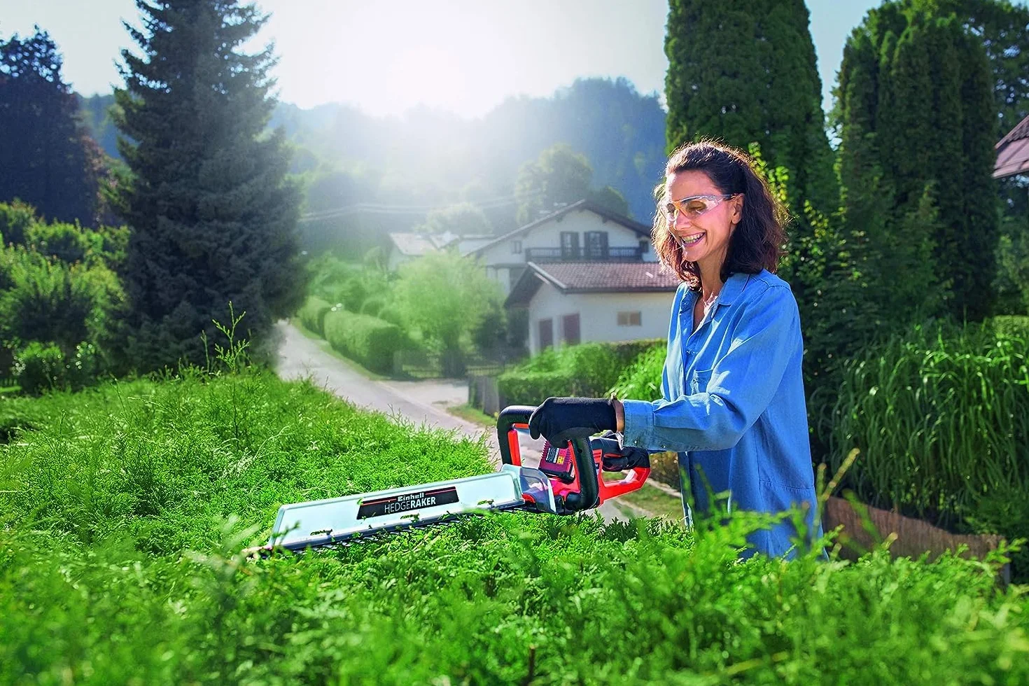 Einhell Cortasetos con batería ARCURRA 18/55 Power X-Change (18 V, 55 cm de Longitud de Corte, 18 mm Distancia Entre Dientes, colector de Recortes, asa Frontal Estrecha, sín batería)