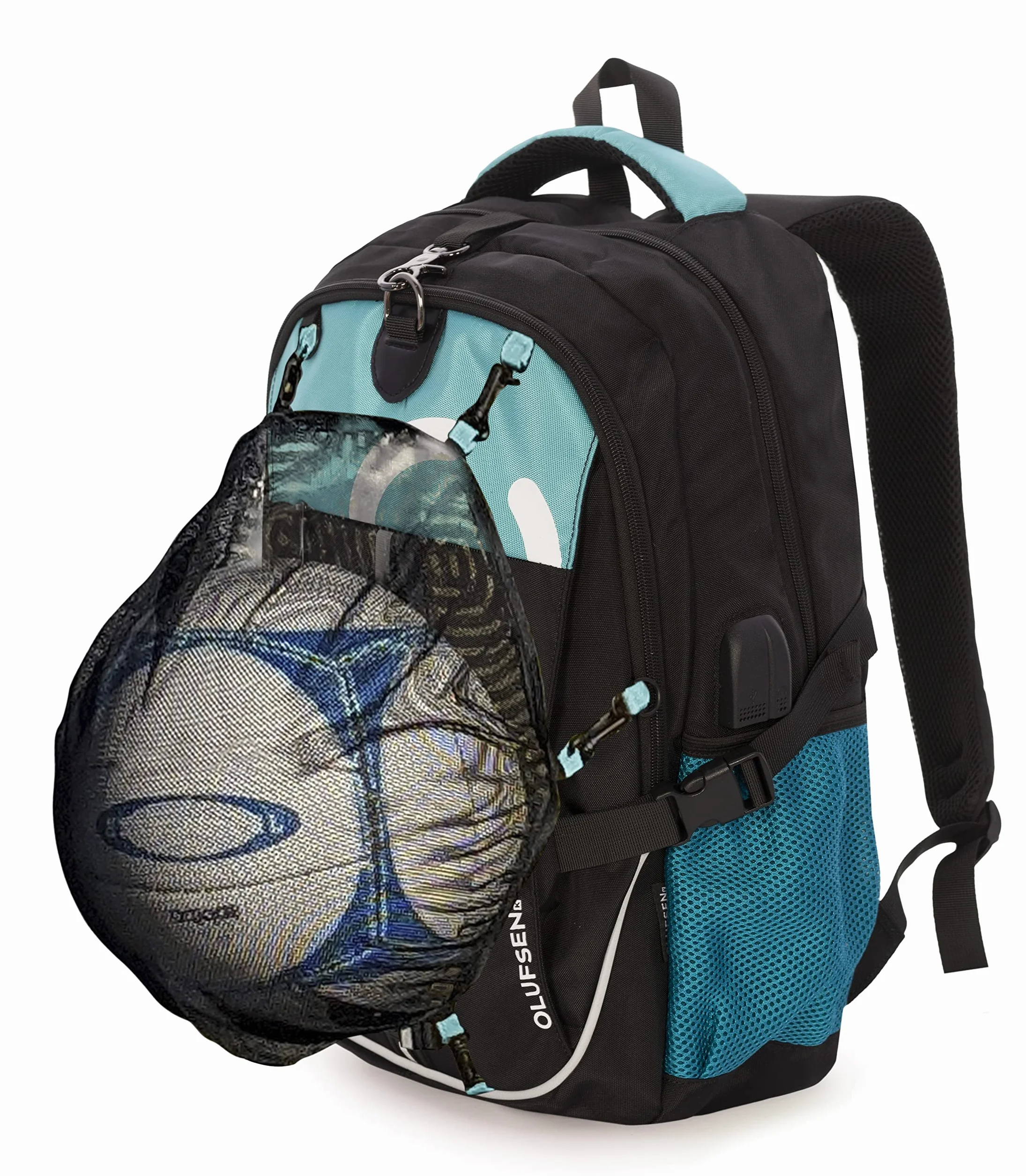 Mochila Polivalente BONN con Red Desmontable Porta Balones y Cascos Puerto USB Auriculares Hebilla Antirrobo