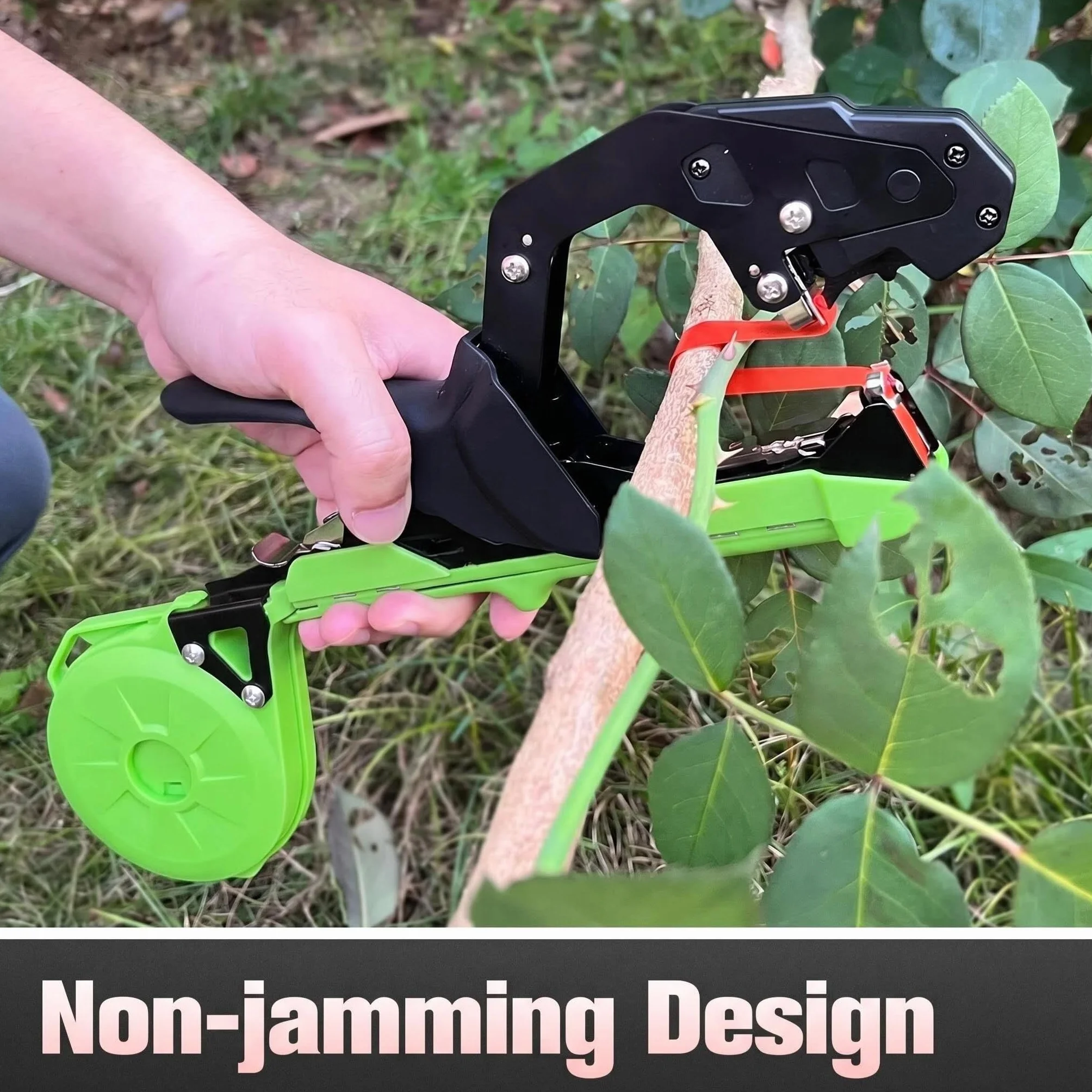 Atadora de Plantas Profesional, Máquina para Atar Tomates, Viñas, Uvas, Pepinos y Flores – Herramienta de Cinta Rápida y Eficiente con Grapas y Cintas Incluidas, Verde/Negro