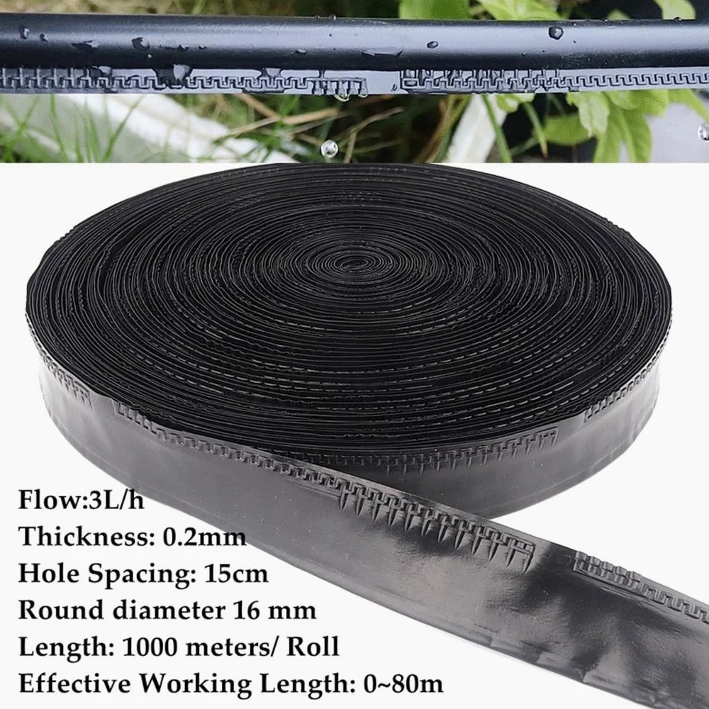 Manguera de riego por goteo para jardín, Manguera de goteo laberinto agrícola, ahorro agua, 16mm x 0,2mm, 3L/hora, jardín, varios tamaños(100m)