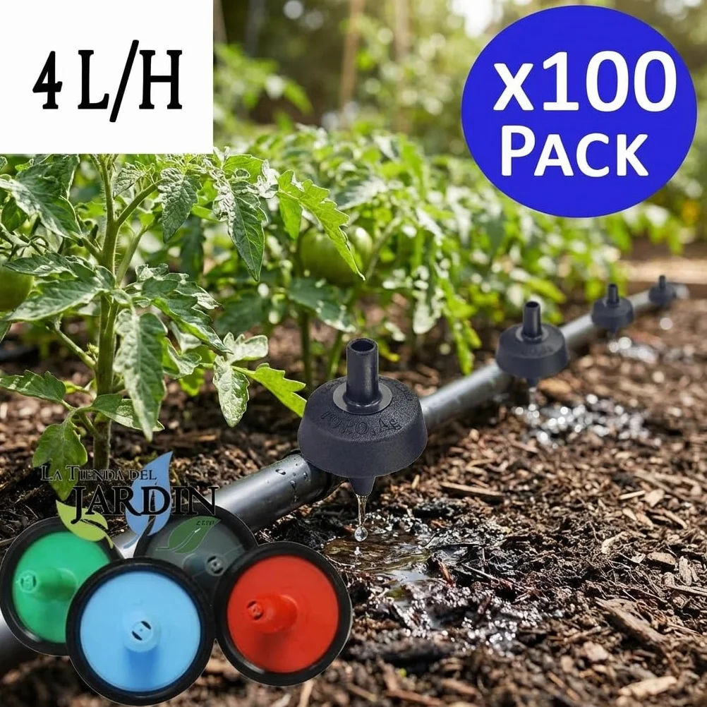 Suinga. 500 x GOTERO AUTOCOMPENSANTE y ANTIDRENANTE 4 litros por hora. Gotero para riego agricola, se conecta a la tubería de riego 16 a 32mm o al microtubo 4,5 x 6,5mm.