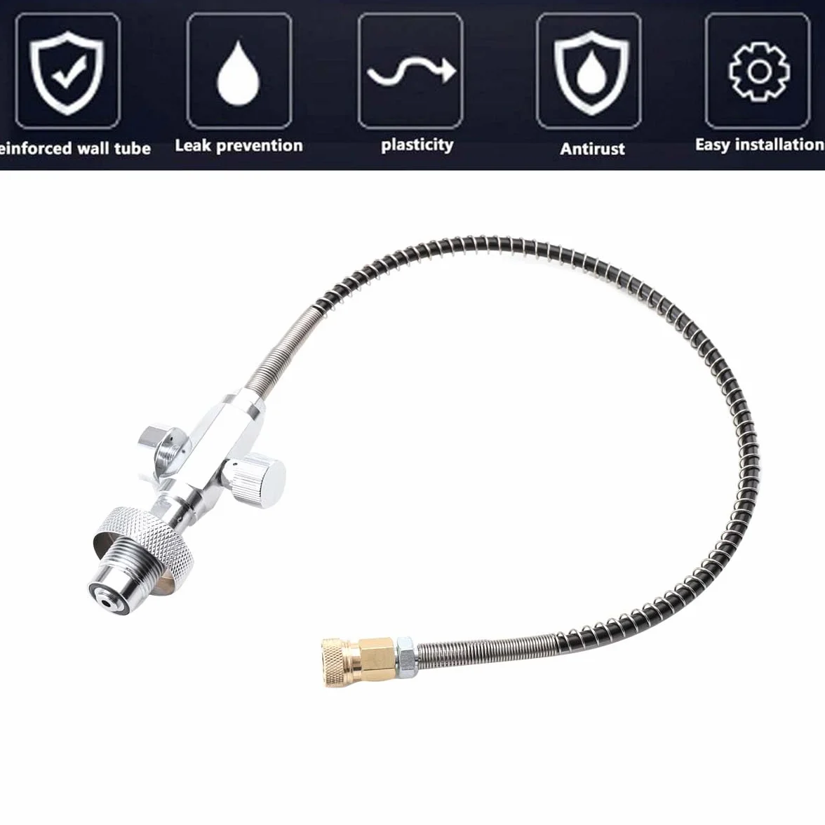 Estación de carga PCP 0-5000 PSI SCBA con manómetro, conectores de latón, manguera 50 cm para paintball