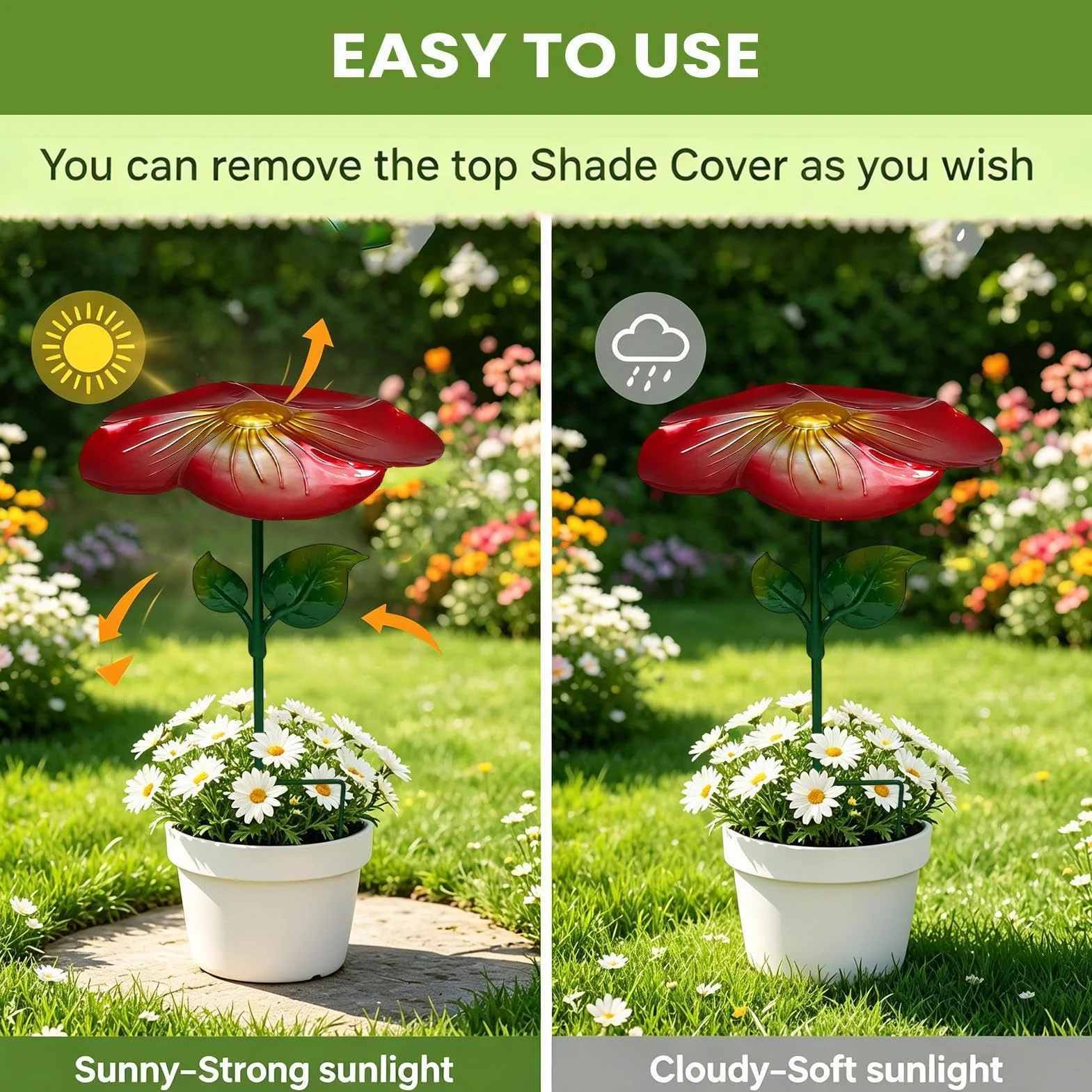 Sombrilla para Plantas - Estaca De Metal Para Flores Y Cactus De Jardín Con Sombra - Sombrilla de Macetas | para Jardineros Caseros Cultivadores de Hortalizas Coleccionistas de Suculentas y Cactus