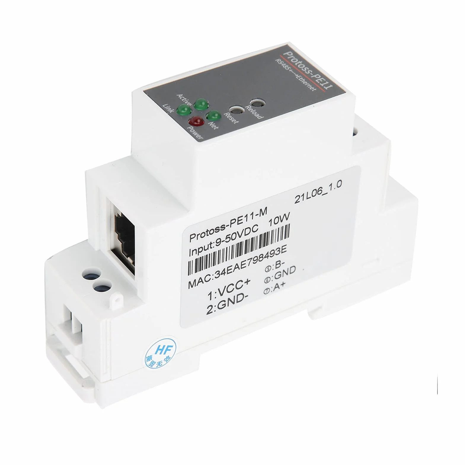 RS485 a WIFI Serial Server Montaje en riel Ethernet Módulo de red 9-50VDC 10W PE11-M