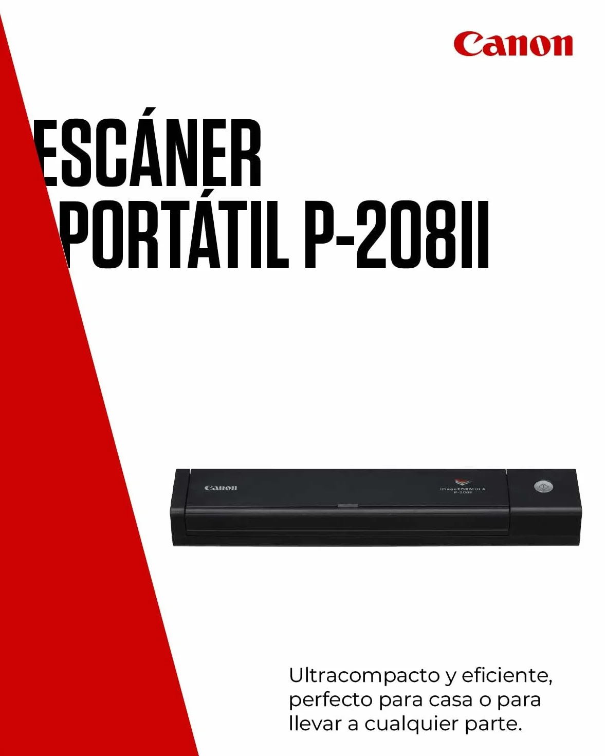 Canon imageFORMULA P-208II Escáner Portátil Doble Cara USB Alimentador 10 Hojas