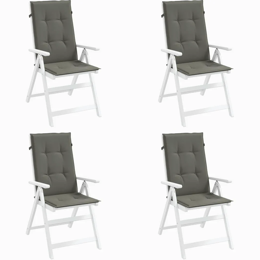 ShGaxin Cojines para Silla Respaldo Alto 4 uds Tela Gris Oscuro Melange, Cojines para Butacas De Jardin, Cojines Sillas Cocina, Cojines para Sillas De Terraza, Cojin Silla Exterior - 4002416