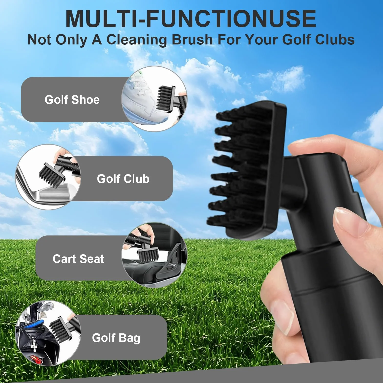 SINZONEu® Limpiador de Palos de Golf con Spray de Agua y Clip, Cepillo Portátil con Cerdas Nylon y Rascador