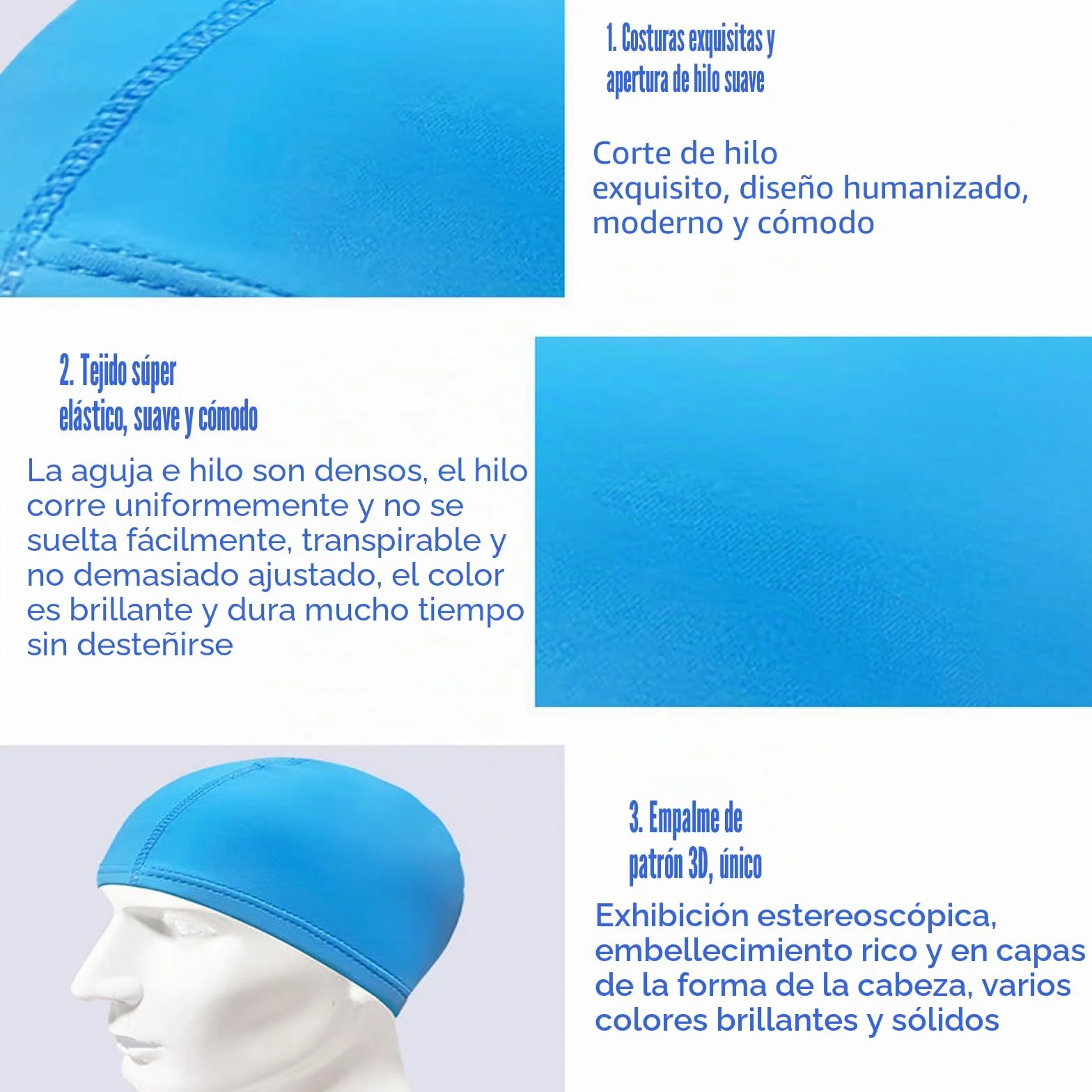Gorro de Natación Unisex Paquete de 4 Elástico Secado Rápido para Adultos y Niños