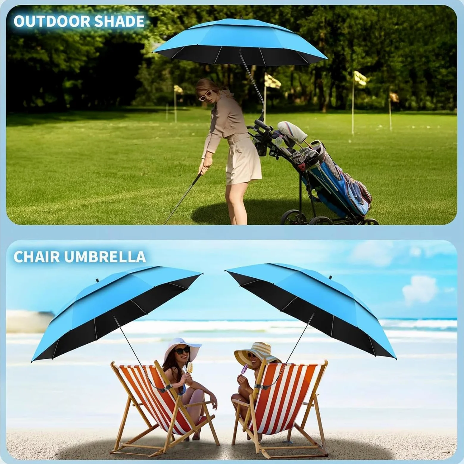 Genérico Parasol Con Clip Para Asiento Portátil Ajustable 180° UPF 50+ | Sombrilla de Playa y Camping Para Exteriores, Viajes, Vacaciones, Tomar El Sol, Camping, Picnics, Patio Y Silla De Ruedas