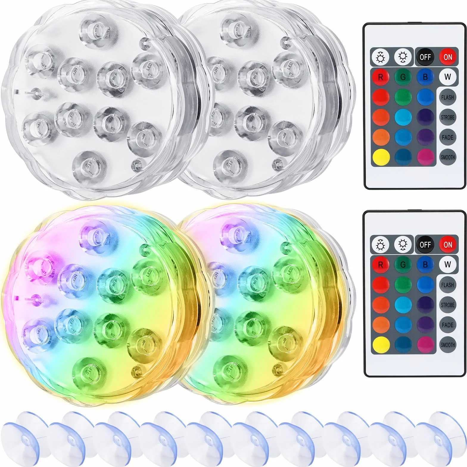 Luces Piscina, Luces Led Sumergibles, Con Control Remoto, luz Piscina Sumergible IP68 Impermeables, Para Piscinas, Jarrones, Acuarios, Estanques, BañEras Y Para Navidad y Fiestas Decoración, 4 Piezas