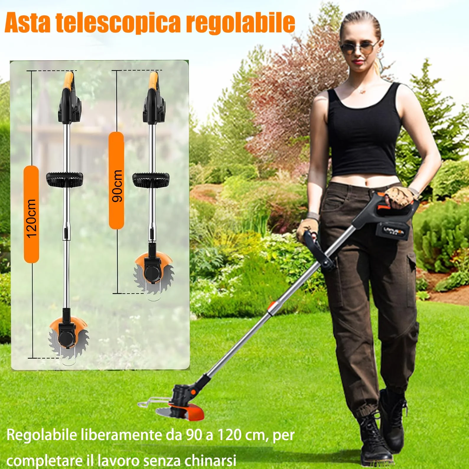 Desbrozadoras electrica, Desbrozadora Batería, Cortabordes Bateria 21 V, Cortabordes electrico 4 en 1,Desbrozadora Longitud retráctil, Adecuado para Jardines, céspedes,Villas.
