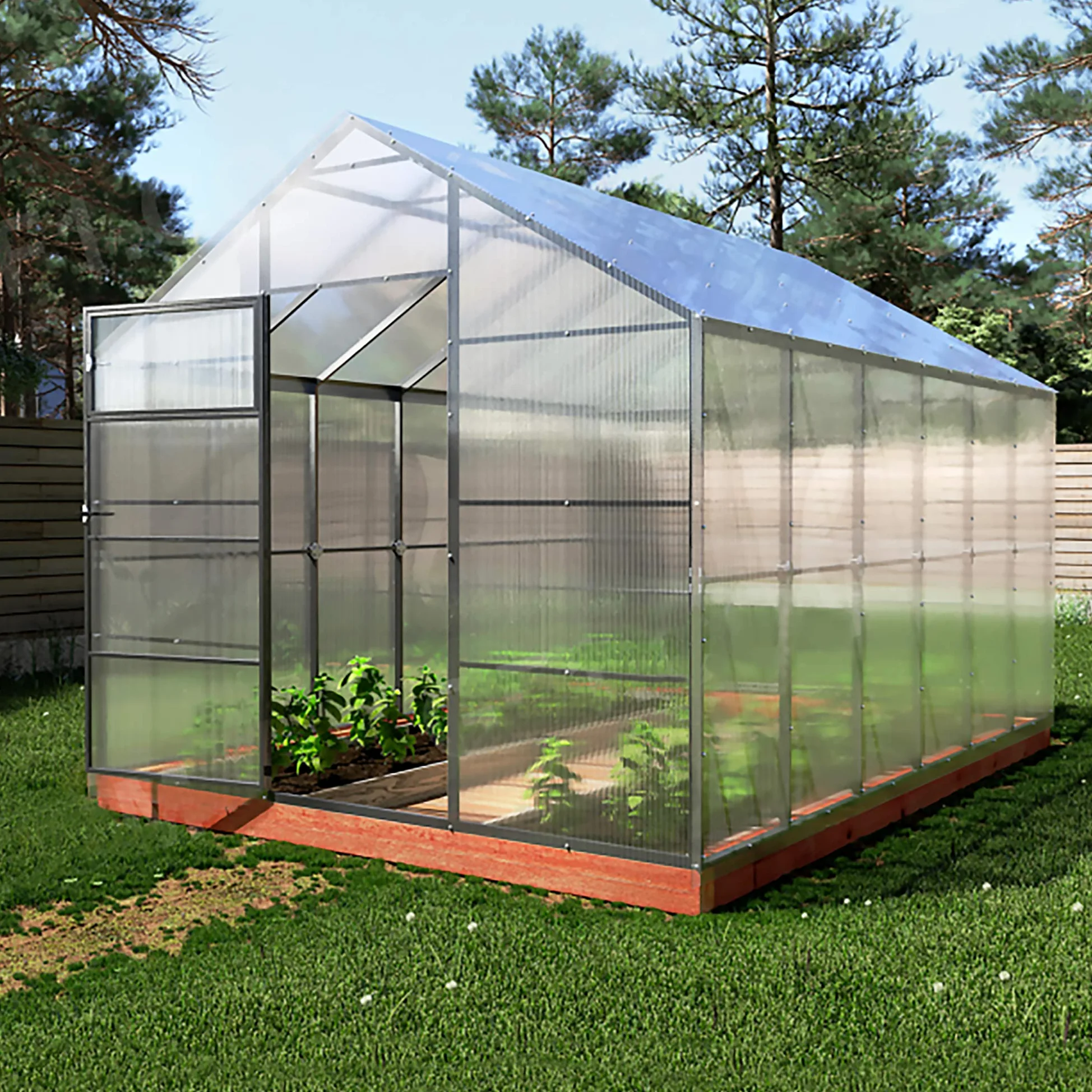 Invernadero de Jardín Tudor 3x4m Greenhouse 12m² con Policarbonato Transparente 4mm Marco de Acero Galvanizado Varios Modelos y Tamaños para Plantas y Cultivos