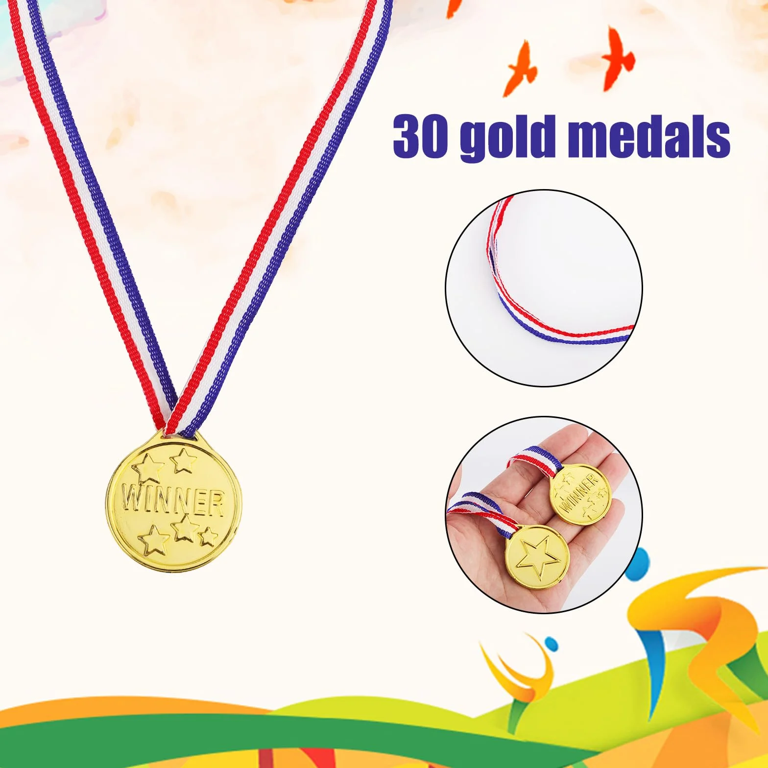 Medallas de Oro de Plástico Gosknor para Niños, Premios para Juegos Deportivos