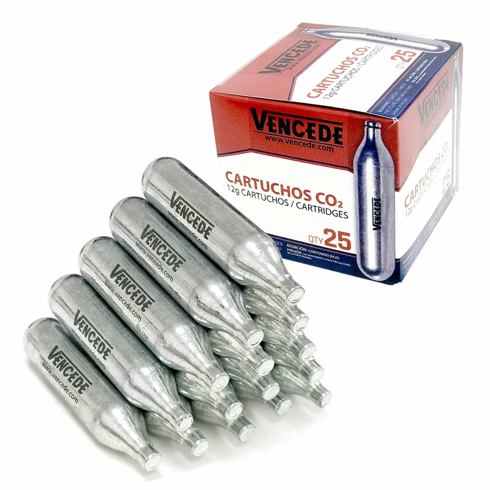 Bombonas CO2 12g Sin Rosca para Airsoft Pistolas Carabinas Aire Comprimido Cartuchos Gas CO2 Estándar